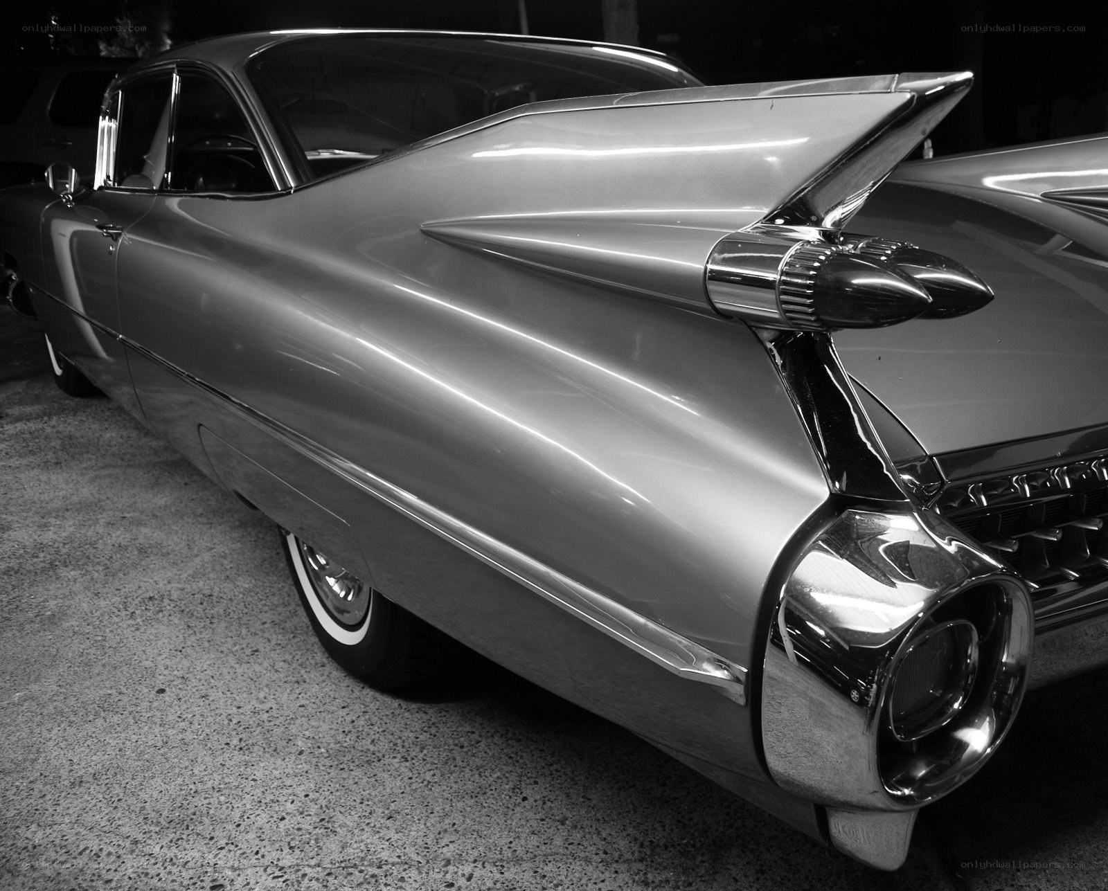 Classic car with tailfins
