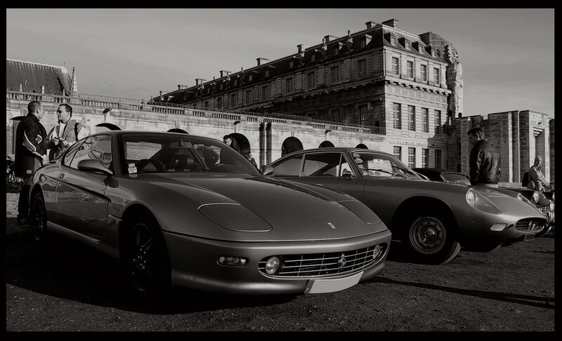 Classic cars at a historic site