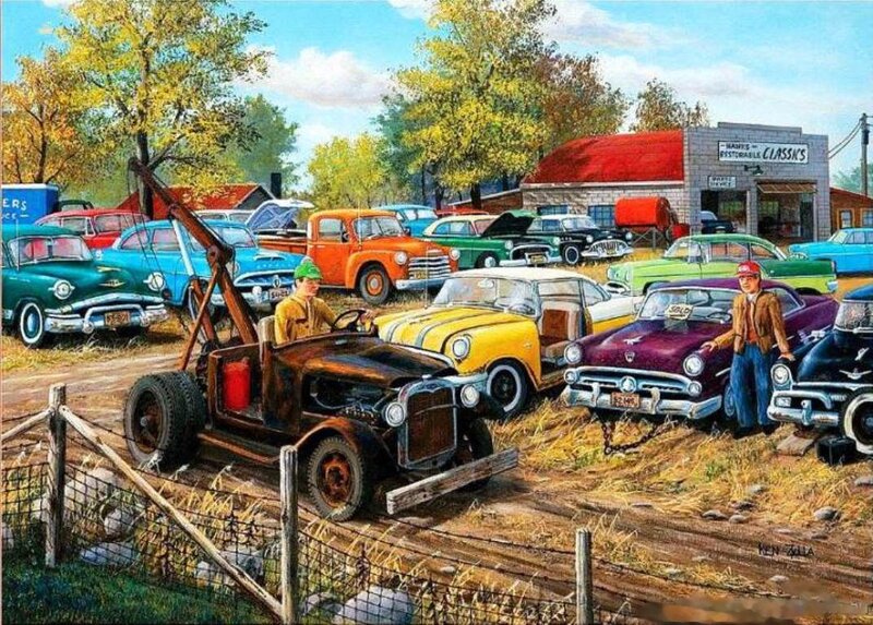 Classic Cars at a Junkyard