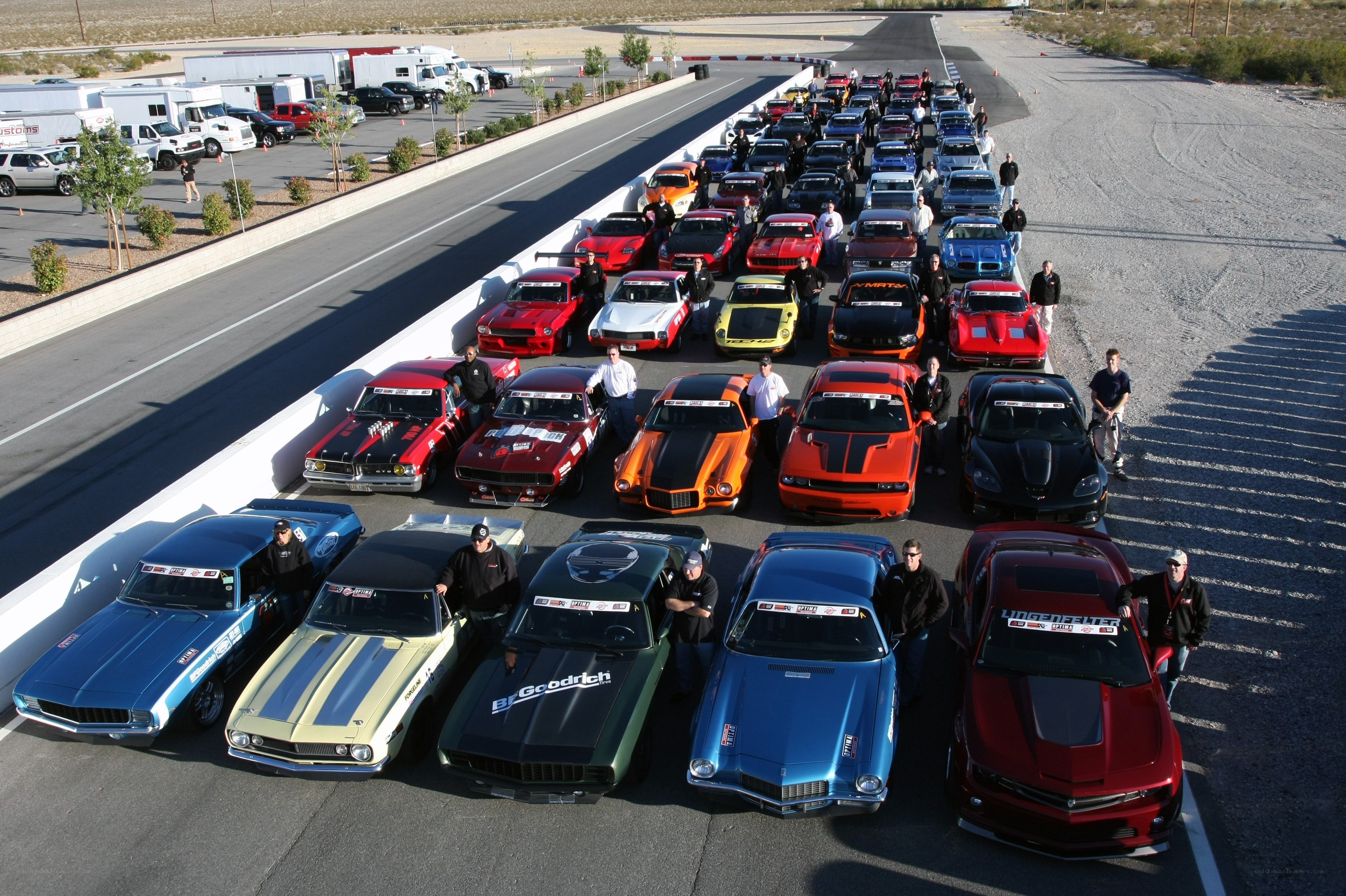 Classic cars at a racetrack