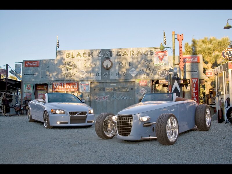 Classic cars at Black Cat Garage