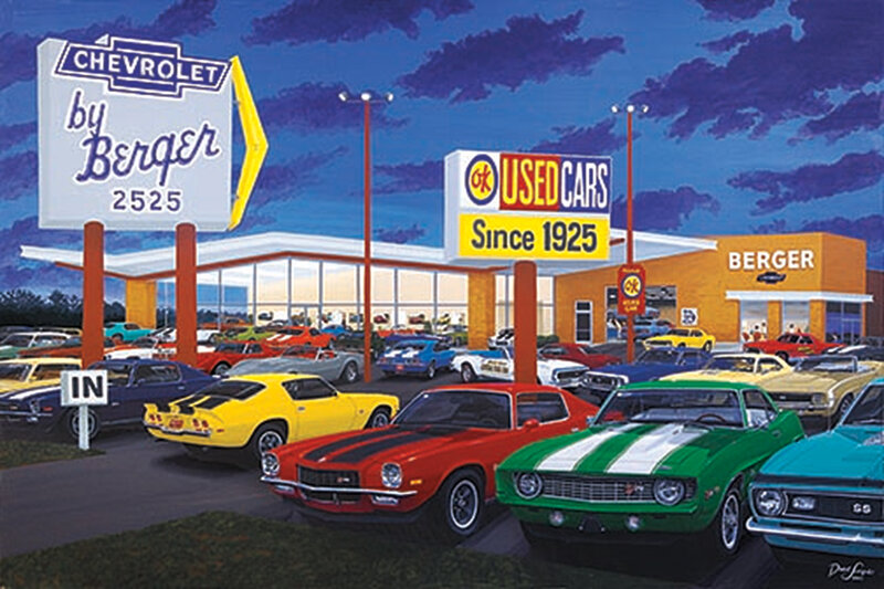 Classic Cars at Dealership — Blue