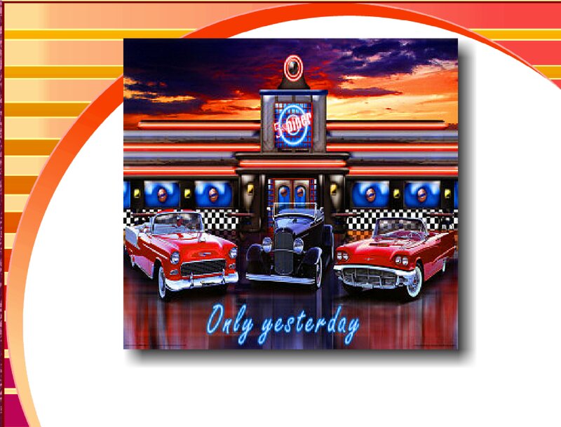 Classic Cars at Diner — Red, Nostalgic