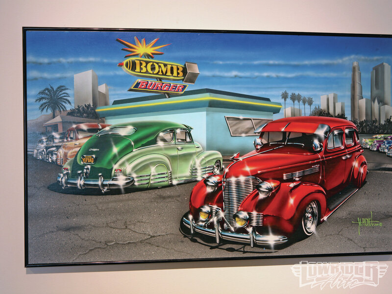 Classic Cars at Diner — Red, Vibrant