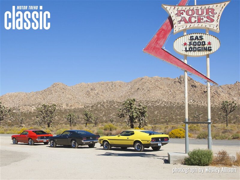 Classic Cars at Gas Station — Yellow, Desert