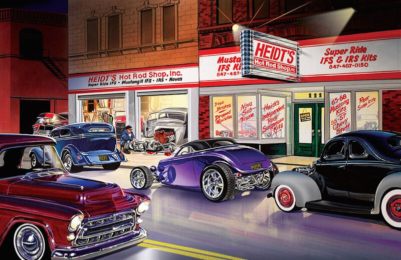 Classic Cars at Night — Purple, Dramatic