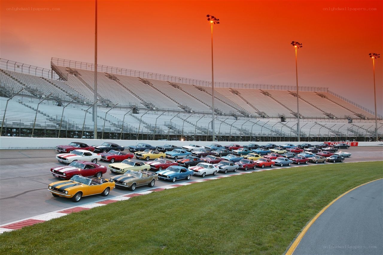 Classic cars at racetrack