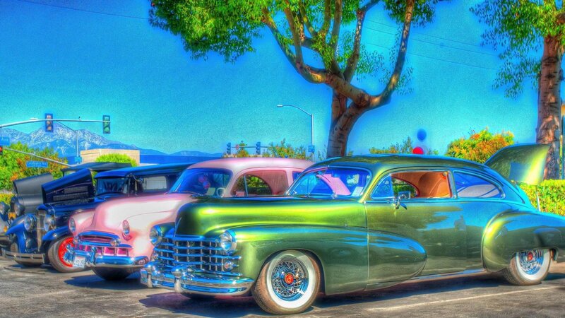 Classic Cars at Show — Green, Bright