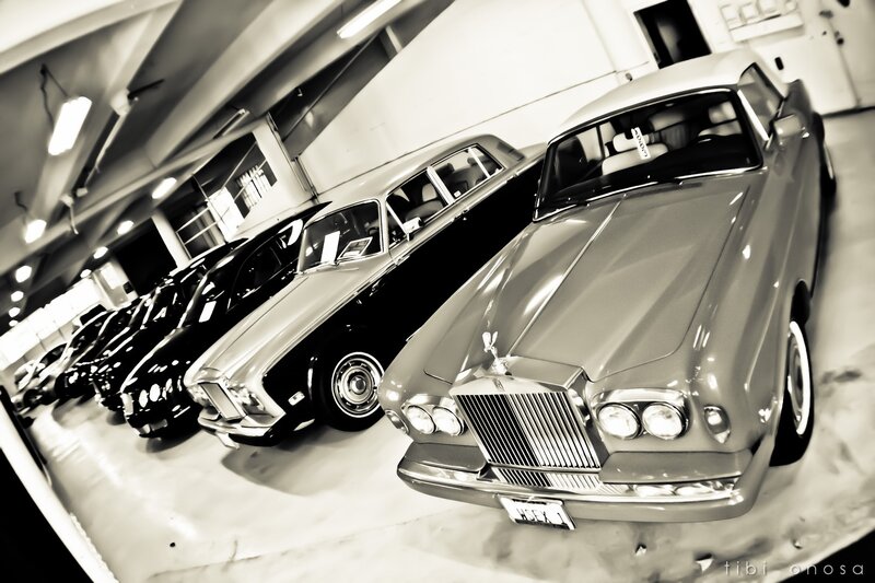 Classic cars in a garage