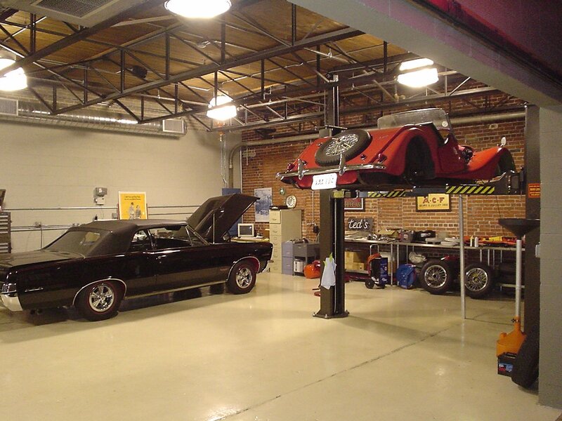 Classic cars in a garage