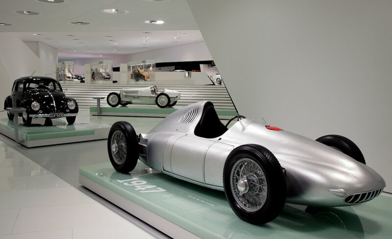 Classic cars in a museum