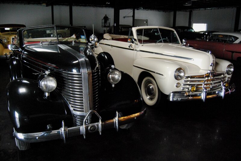Classic cars in a showroom