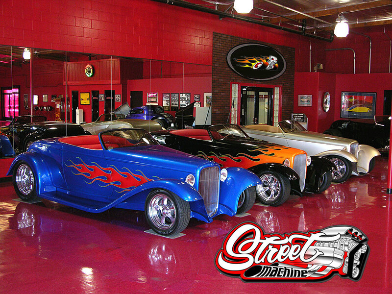 Classic cars in a showroom