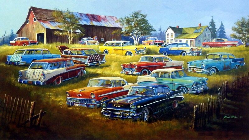 Classic Cars in Field