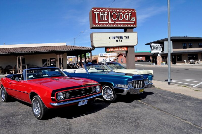 Classic Cars in Parking Lot — Red