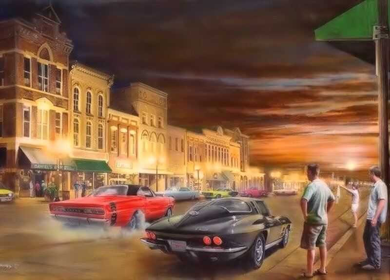Classic Cars on Street — Orange