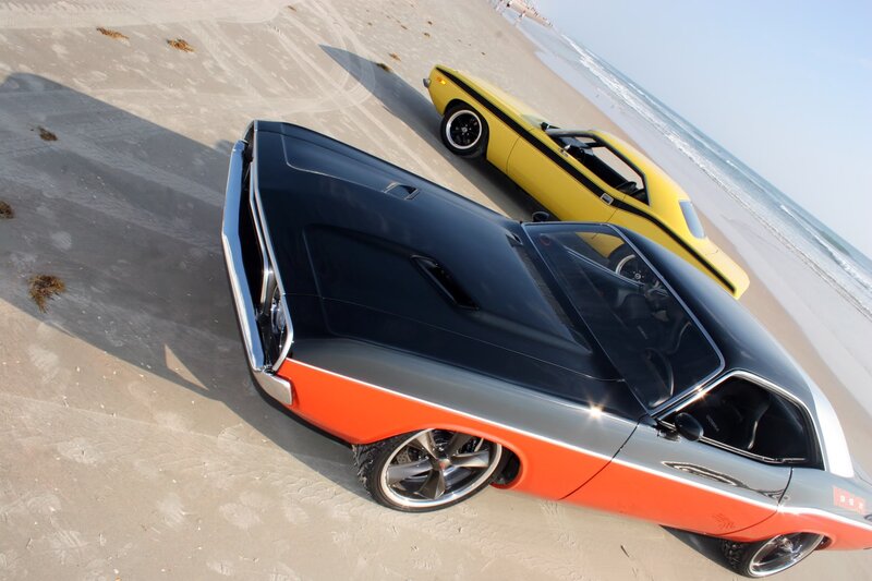 Classic cars on the beach