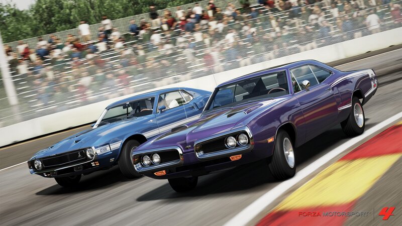 Classic cars racing on track