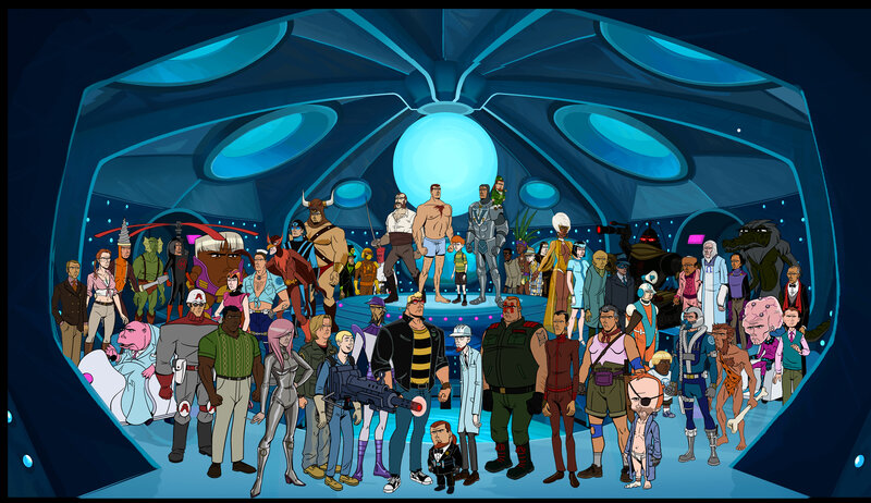 Classic cartoon characters gathering