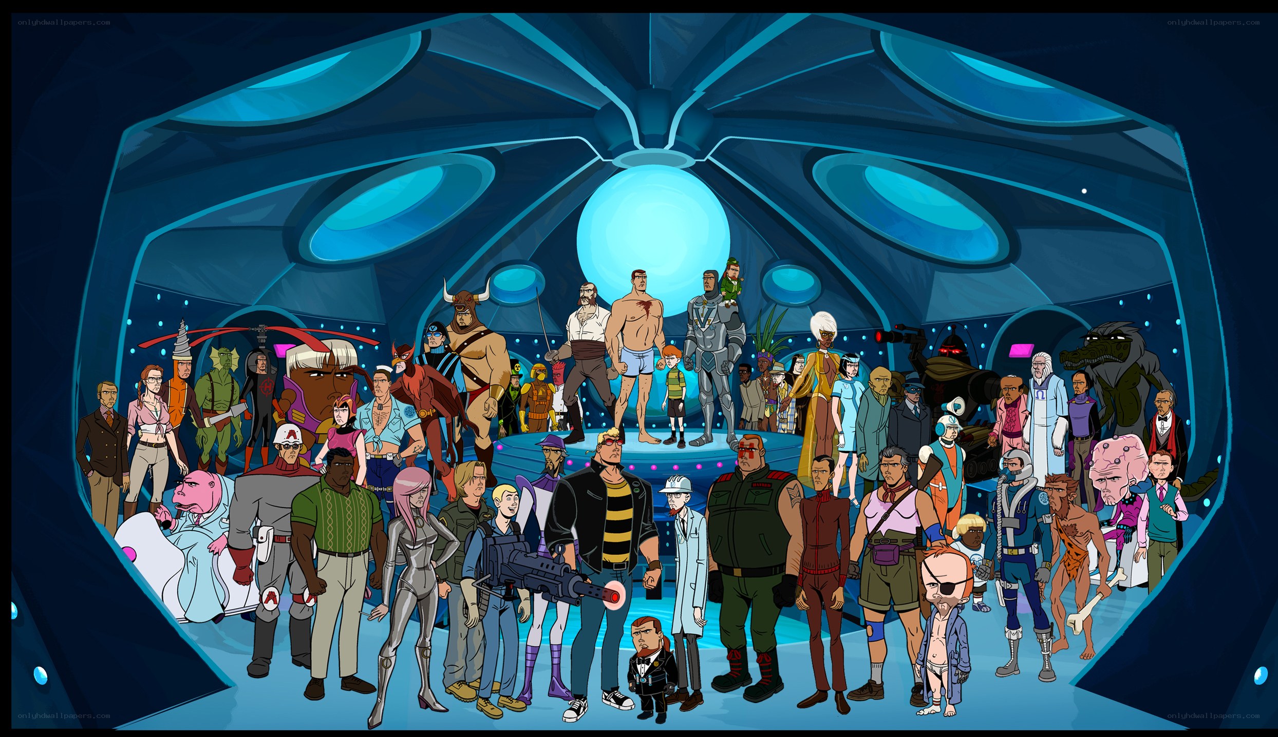Classic cartoon characters gathering