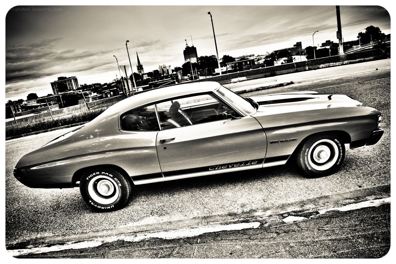 Classic Chevelle on city street