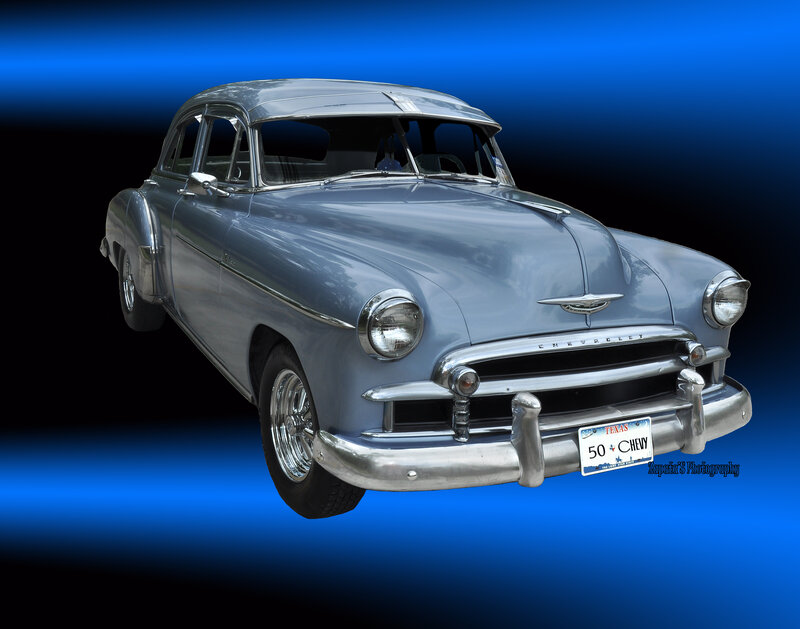 Classic Chevrolet Car — Blue, Dramatic