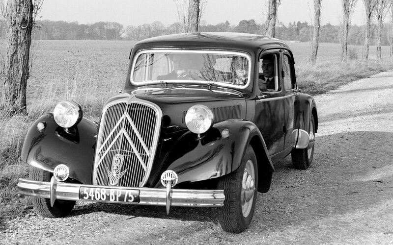 Classic Citroën car on a country road
