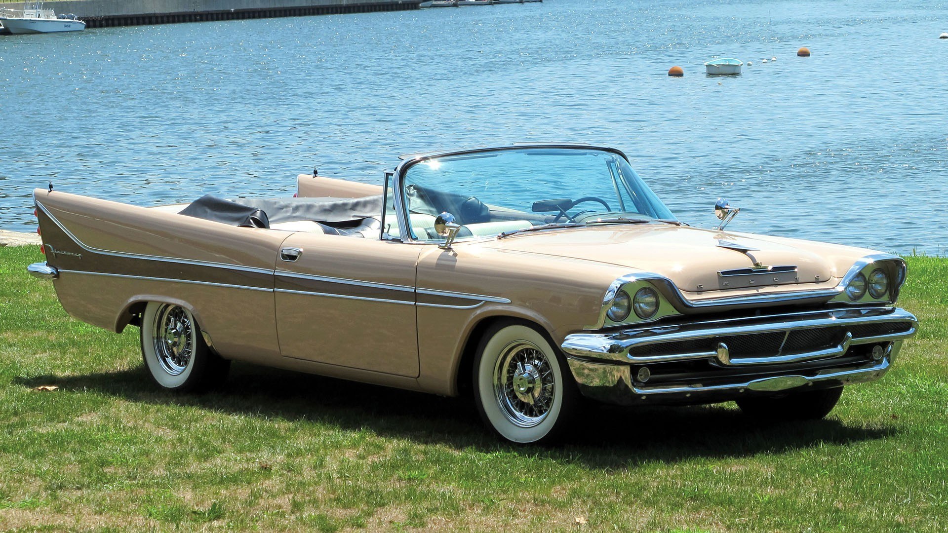 Classic convertible by the water