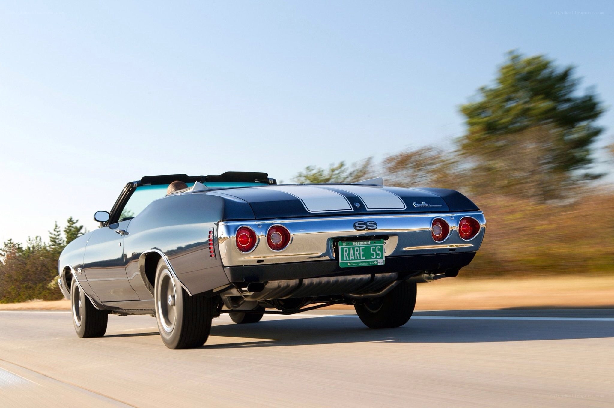 Classic convertible in motion