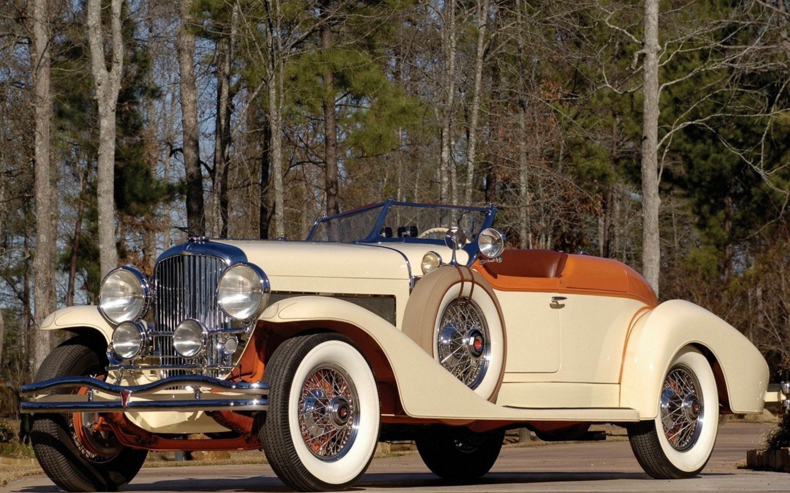 Classic cream and orange convertible