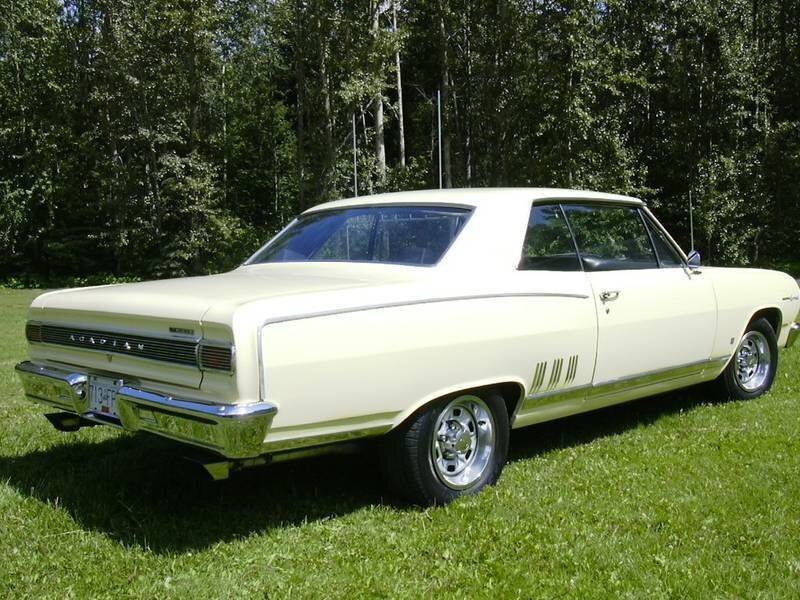 Classic cream-colored car on grass