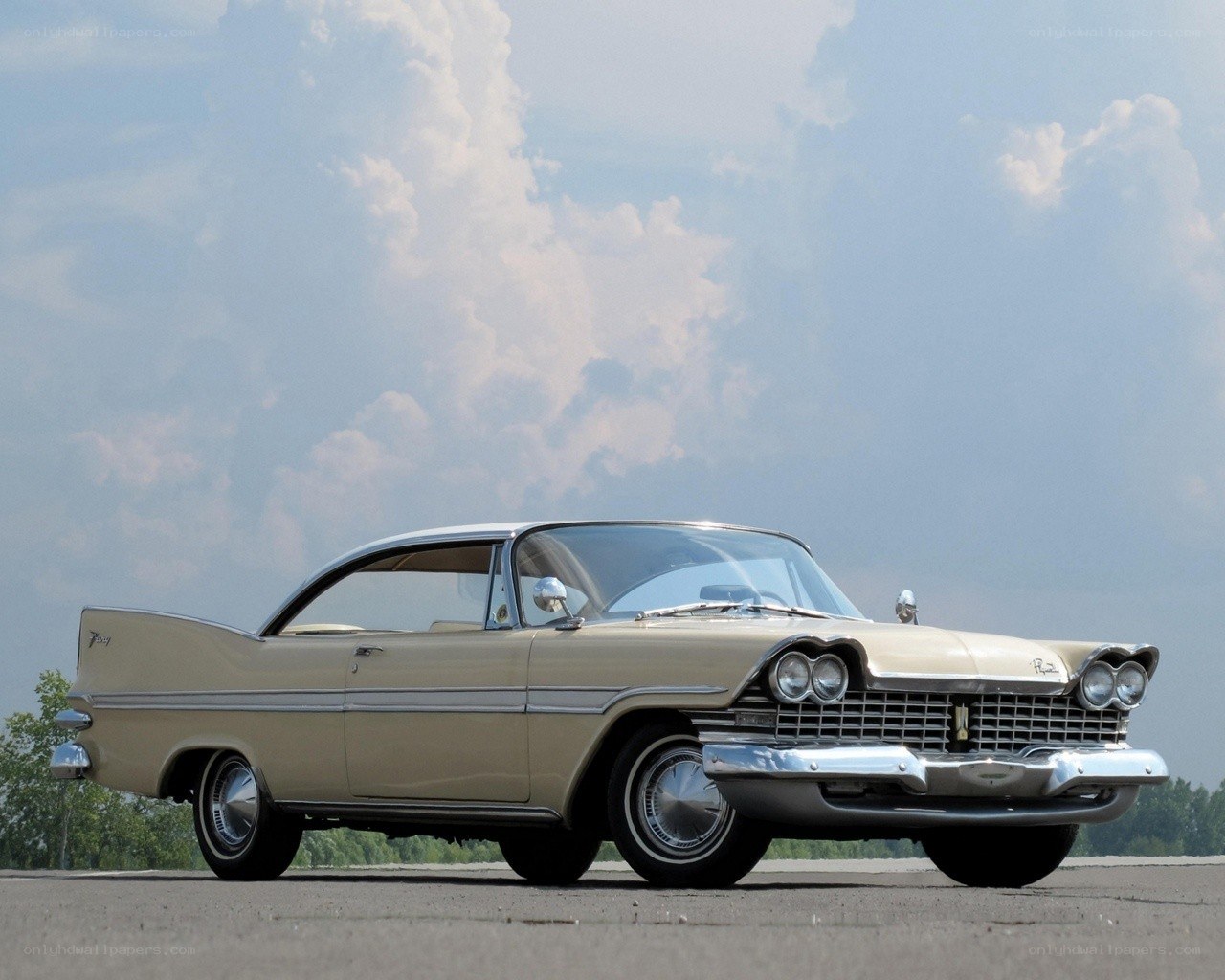 Classic cream-colored car