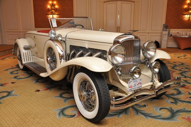 Classic cream-colored convertible car