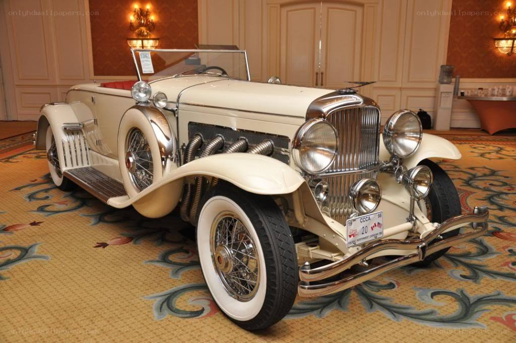 Classic cream-colored convertible car