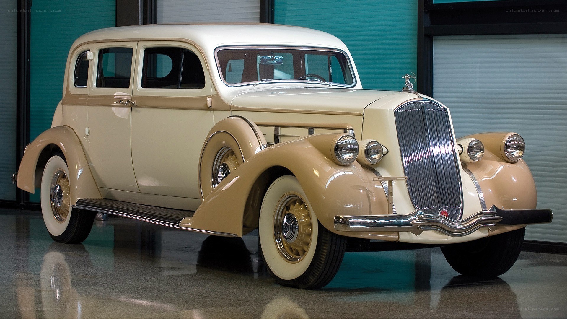 Classic cream-colored sedan