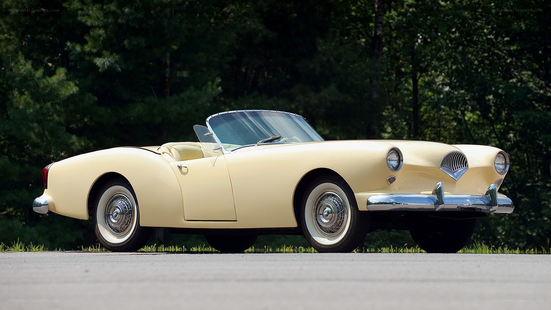 Classic cream convertible car