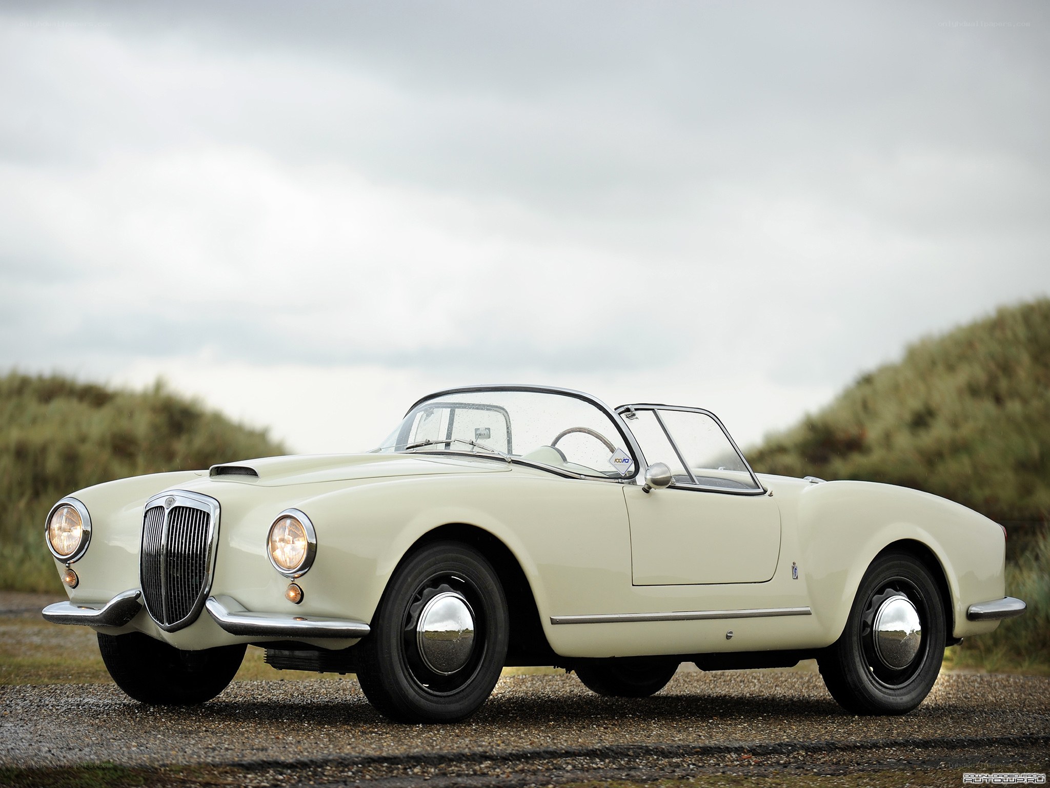 Classic cream convertible car
