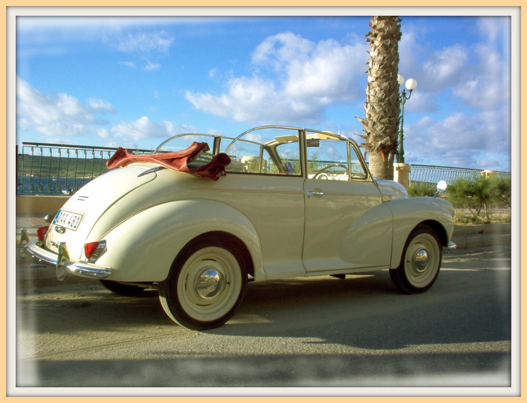 Classic cream convertible car