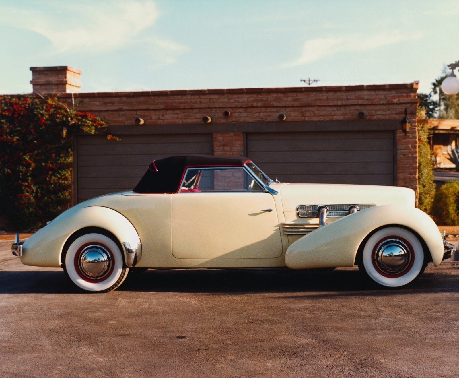 Classic cream convertible car