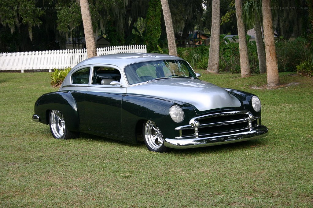 classic custom car on lawn