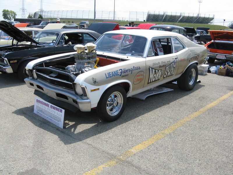 Classic drag racing car on display