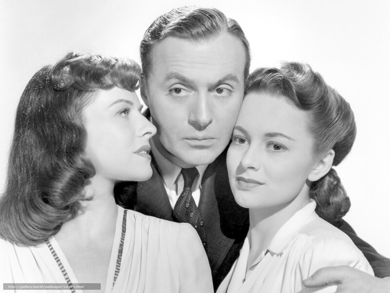 Classic film still with three people