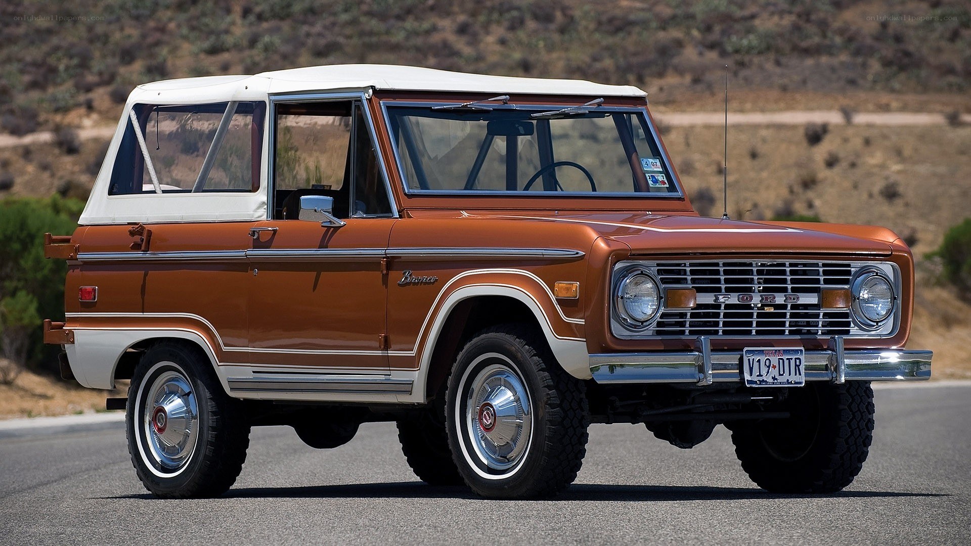 Classic Ford Bronco on road