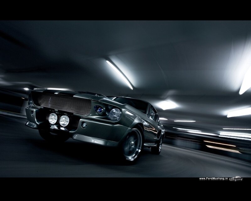Classic Ford Mustang in tunnel