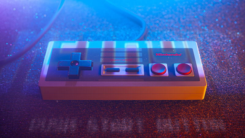 Classic Game Controller — Blue, Retro