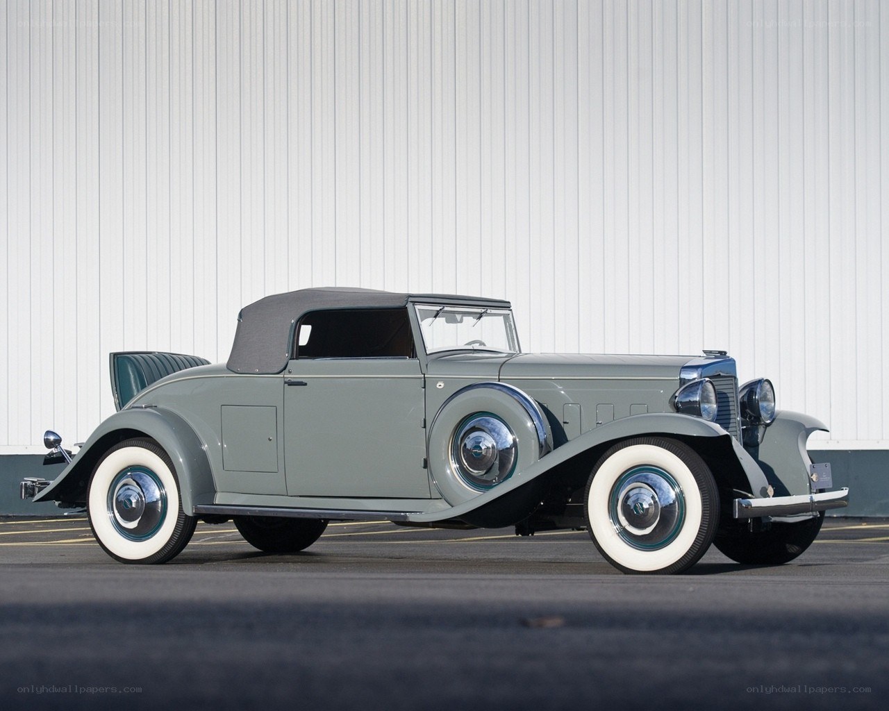 Classic gray convertible car
