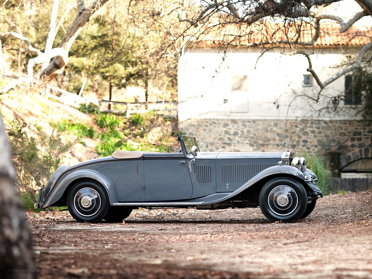 Classic gray convertible car