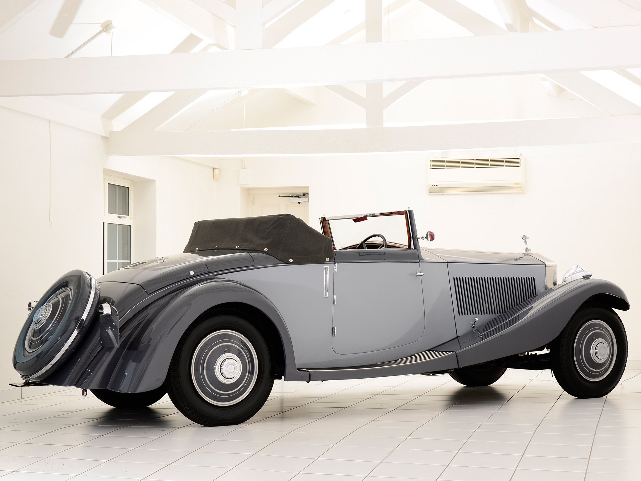 Classic gray convertible car