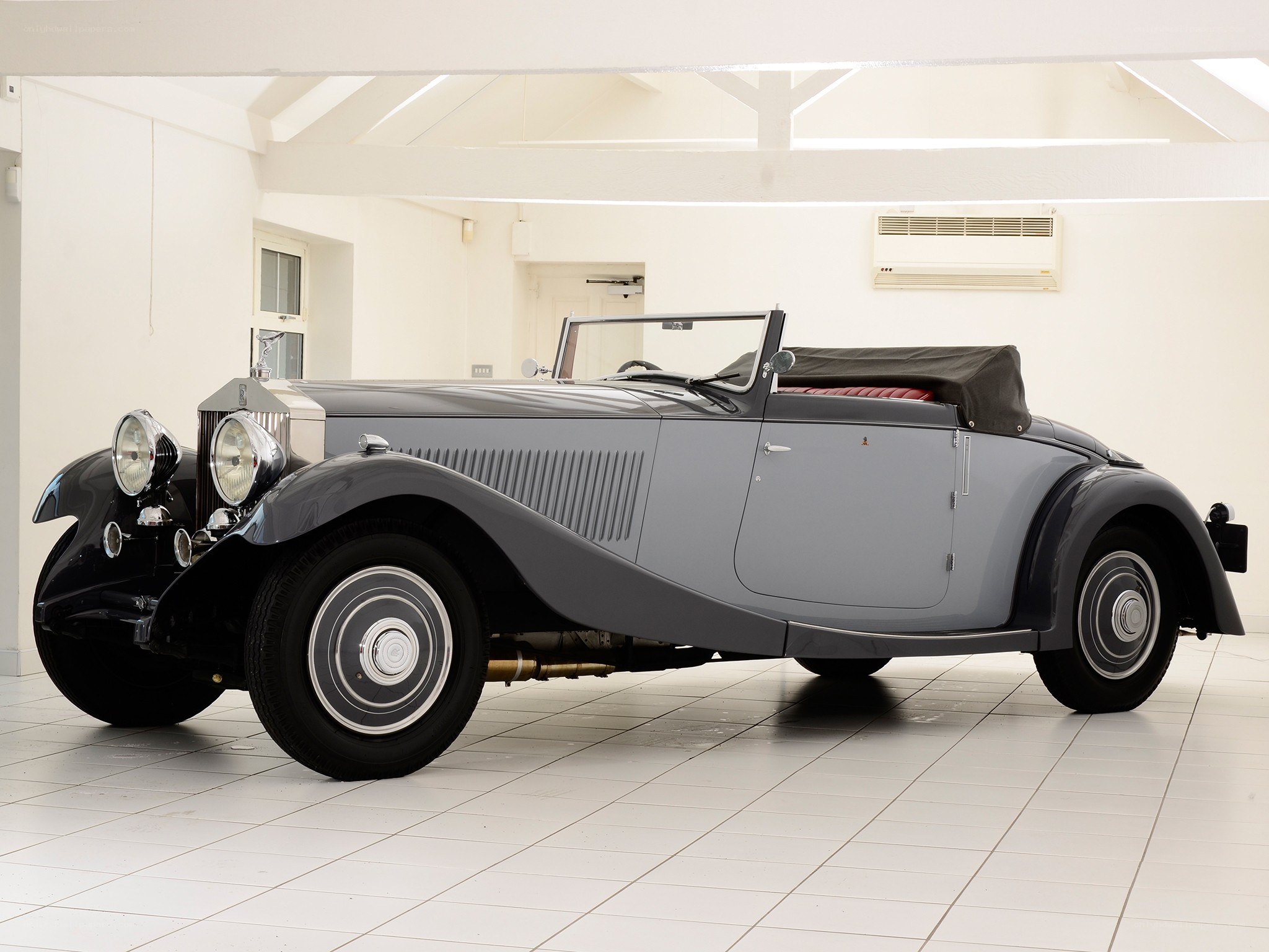 Classic gray convertible car