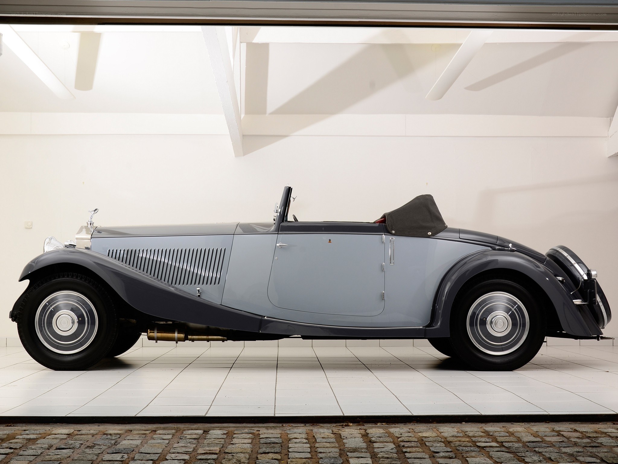 Classic gray convertible car